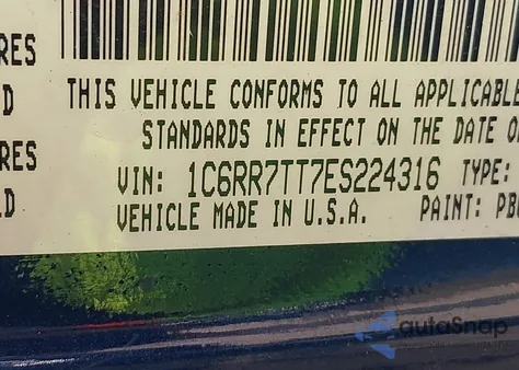 2014 Ram 1500 Big Horn из США, поврежденный, VIN 1C6RR7TT7ES224316